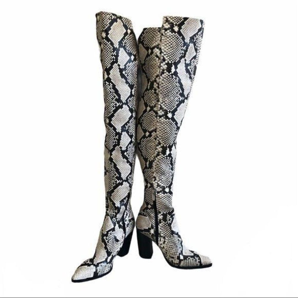 Vince Camuto Cottara Over the Knee Snakeskin Boots US 6 EU 36.5